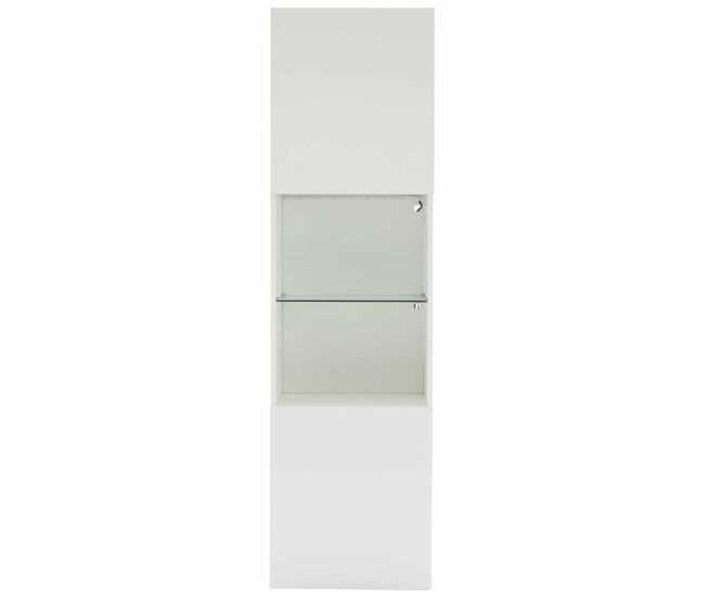 Vitrina alta 45x35x160 cm - con led, 1 estante de cristal - blanca