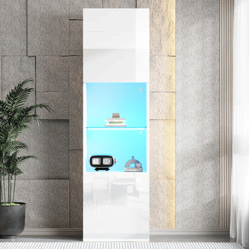 Vitrine alta 45x35x160 cm - com LED, 1 prateleira de vidro - branca Vitrine alta 45x35x160 cm - com LED, 1 prateleira de vidro - branca