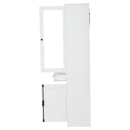 Armário vitrina alto 55×40×200 cm - com 1 gaveta, 2 portas, vitrina de vidro com iluminação LED, puxadores em metal e liga de alumínio - branco Armário vitrina alto 55×40×200 cm - com 1 gaveta, 2 portas, vitrina de vidro com iluminação LED, puxadores em metal e liga de alumínio - branco