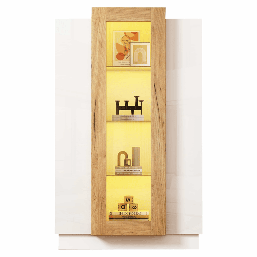 Móvel de sala 74x40x120 cm - Vitrine com 3 portas, LED, prateleira de vidro e gaveta - Alto brilho Móvel de sala 74x40x120 cm - Vitrine com 3 portas, LED, prateleira de vidro e gaveta - Alto brilho