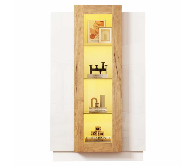 Mueble de salón 74x40x120 cm - vitrina con 3 puertas, led, estante de vidrio y cajón - alto brillo