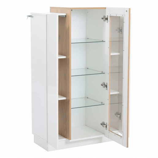 Móvel de sala 74x40x120 cm - Vitrine com 3 portas, LED, prateleira de vidro e gaveta - Alto brilho Móvel de sala 74x40x120 cm - Vitrine com 3 portas, LED, prateleira de vidro e gaveta - Alto brilho