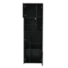 Vitrine + 55x38x170 cm - 1 gaveta, 4 portas, LED, alto brilho - Preto