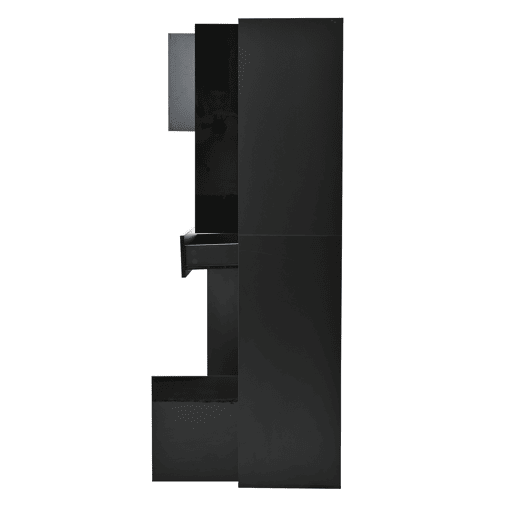 Vitrine + 55x38x170 cm - 1 gaveta, 4 portas, LED, alto brilho - Preto
