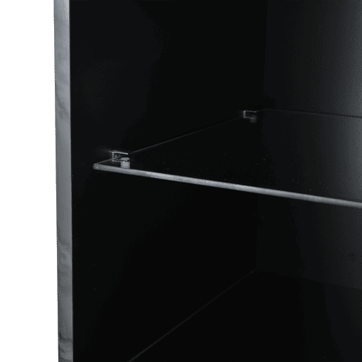 Vitrine + 55x38x170 cm - 1 gaveta, 4 portas, LED, alto brilho - Preto