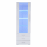 Vitrine de pé 60x35x180 cm - Vitrine de vidro com LED, vertical, com 3 gavetas - Branco