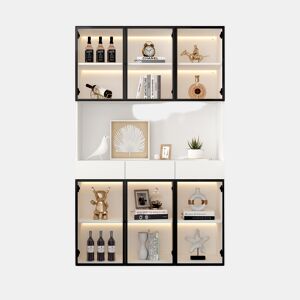 Vitrine de vidro 200 cm - Estante multiusos com luzes LED - Branco