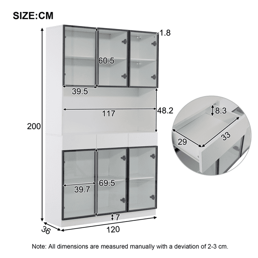 Vitrine de vidro 200 cm - Estante multiusos com luzes LED - Branco Vitrine de vidro 200 cm - Estante multiusos com luzes LED - Branco