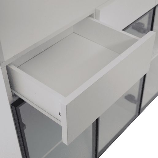 Vitrine de vidro 200 cm - Estante multiusos com luzes LED - Branco Vitrine de vidro 200 cm - Estante multiusos com luzes LED - Branco