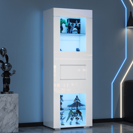 Vitrine 60x40x170 cm - Portas acrÃlicas, LED, 2 prateleiras de vidro, alto brilho - Branco Vitrine 60x40x170 cm - Portas acrÃlicas, LED, 2 prateleiras de vidro, alto brilho - Branco