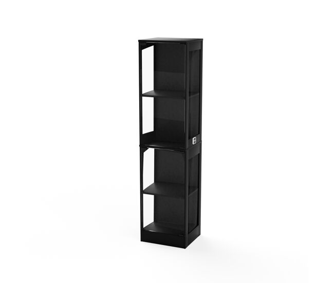 Vitrina de vidrio 40x35x165 cm - 4 niveles, led, puertas de vidrio, sensor inteligente - negro