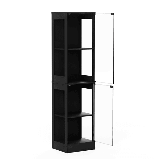 Vitrine de vidro 40 x 35 x 165 cm - 4 prateleiras, LED, portas de vidro, sensor inteligente - Preto Vitrine de vidro 40 x 35 x 165 cm - 4 prateleiras, LED, portas de vidro, sensor inteligente - Preto