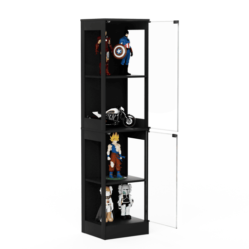 Vitrine de vidro 40 x 35 x 165 cm - 4 prateleiras, LED, portas de vidro, sensor inteligente - Preto Vitrine de vidro 40 x 35 x 165 cm - 4 prateleiras, LED, portas de vidro, sensor inteligente - Preto