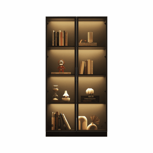 Vitrine de vidro 80x40x160 cm - Vitrine de porta dupla com iluminação LED APP, prateleiras móveis - Cor preta Vitrine de vidro 80x40x160 cm - Vitrine de porta dupla com iluminação LED APP, prateleiras móveis - Cor preta