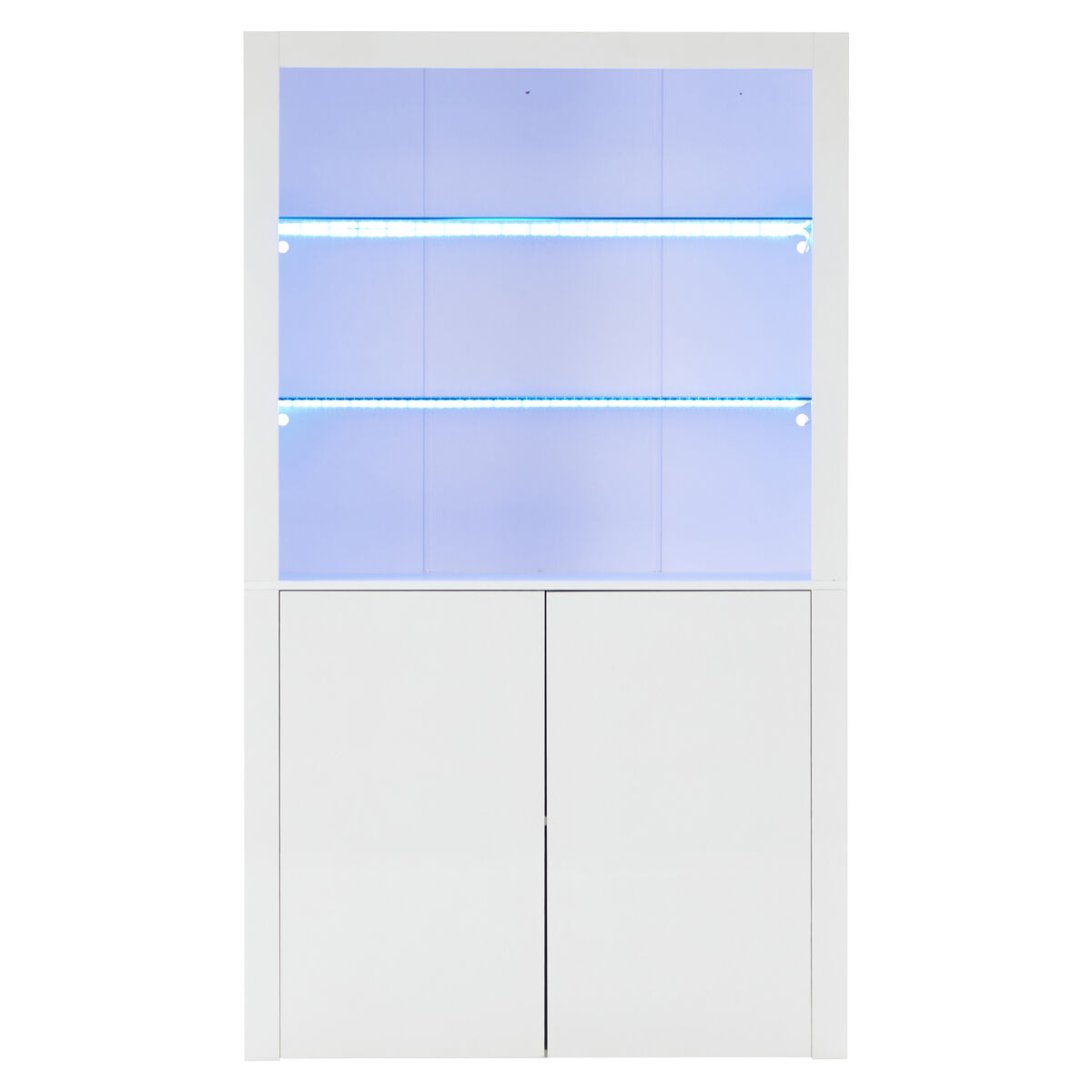 Sofa-sideboard 100x35x170 cm - hochglanz-aufbewahrungsschrank mit led-leuchten, vitrinenschrank mit gehärtetem glas - blanco