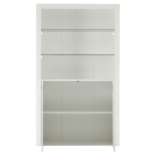 Aparador para sofá 100x35x170 cm - Armário de arrumação de alto brilho com luzes LED, vitrina com vidro temperado - Branco