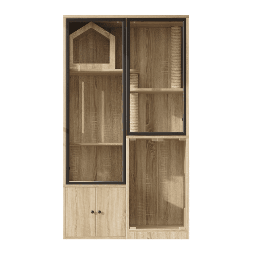 Casa para gatos 90x50x160 cm - 4 andares, resistente ao inverno, com poste para arranhar - Natural Casa para gatos 90x50x160 cm - 4 andares, resistente ao inverno, com poste para arranhar - Natural