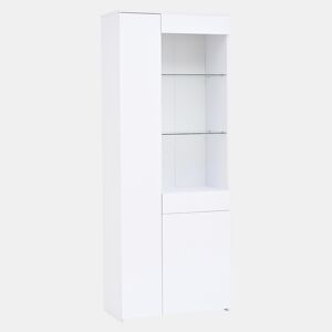 Vitrine 70x35x180 cm - Altura brilhante, vidro com LED, gavetas, armazenamento - Branco