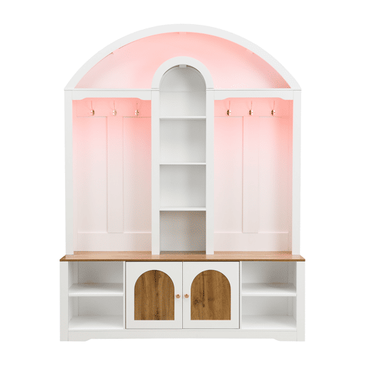 Armário de entrada 100x50 cm - multifuncional com sapateira, prateleiras e ganchos - Branco Armário de entrada 100x50 cm - multifuncional com sapateira, prateleiras e ganchos - Branco