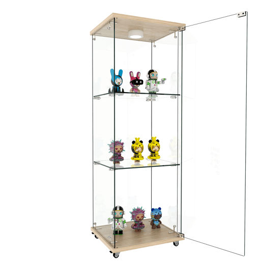 Vitrine moderna em vidro 120 x 42,5 x 36,5 cm - LED, 1 porta, 3 prateleiras, estilo natural - Natural Vitrine moderna em vidro 120 x 42,5 x 36,5 cm - LED, 1 porta, 3 prateleiras, estilo natural - Natural