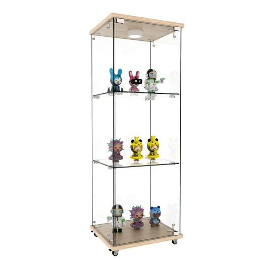 Vitrine moderna em vidro 120 x 42,5 x 36,5 cm - LED, 1 porta, 3 prateleiras, estilo natural - Natural Vitrine moderna em vidro 120 x 42,5 x 36,5 cm - LED, 1 porta, 3 prateleiras, estilo natural - Natural
