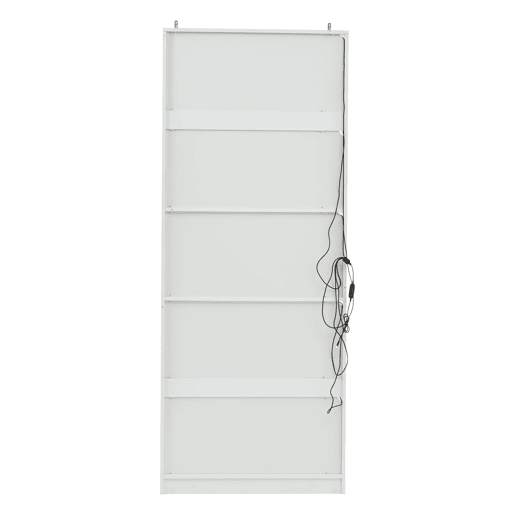 Vitrine 80x35x200 cm - Portas de vidro, LED, prateleiras e porta-garrafas - Branco