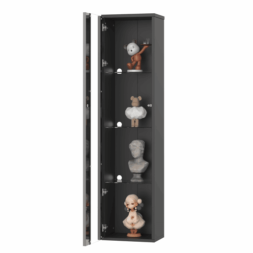Vitrine multifuncional 40x29x170 cm - Painel de vidro, luz LED com mudança de cor, controle remoto, design simples - Preto Vitrine multifuncional 40x29x170 cm - Painel de vidro, luz LED com mudança de cor, controle remoto, design simples - Preto