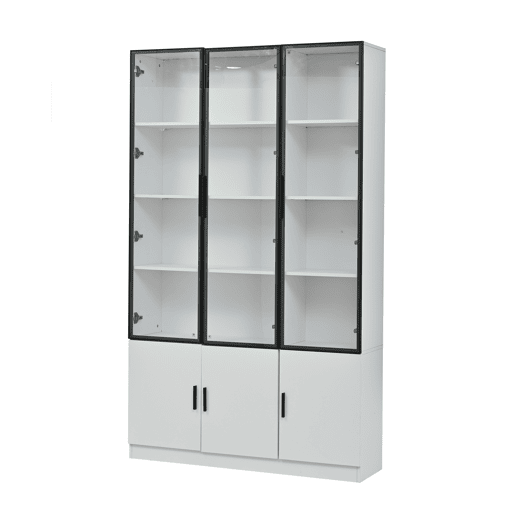 Vitrine 120x32x200 cm - 6 portas, vidro com LED, móvel multifuncional - Branco Vitrine 120x32x200 cm - 6 portas, vidro com LED, móvel multifuncional - Branco