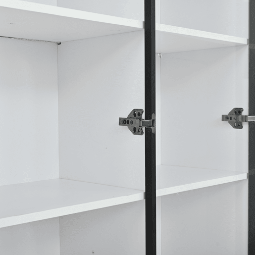 Vitrine 120x32x200 cm - 6 portas, vidro com LED, móvel multifuncional - Branco Vitrine 120x32x200 cm - 6 portas, vidro com LED, móvel multifuncional - Branco