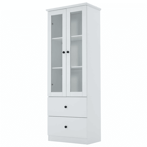Vitrine LED moderna 165 cm - com USB, comando remoto 16 cores, 2 gavetas, prateleiras ajustáveis, portas basculantes - branco mate Vitrine LED moderna 165 cm - com USB, comando remoto 16 cores, 2 gavetas, prateleiras ajustáveis, portas basculantes - branco mate
