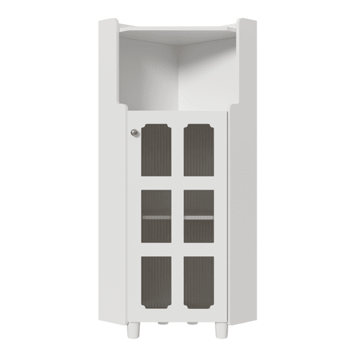 Armário de canto 63,5 x 124 cm - superfície lacada com iluminação LED e controlo por aplicação, design moderno e multifuncional - branco Armário de canto 63,5 x 124 cm - superfície lacada com iluminação LED e controlo por aplicação, design moderno e multifuncional - branco