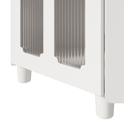 Armário de canto 63,5 x 124 cm - superfície lacada com iluminação LED e controlo por aplicação, design moderno e multifuncional - branco Armário de canto 63,5 x 124 cm - superfície lacada com iluminação LED e controlo por aplicação, design moderno e multifuncional - branco