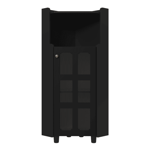 Armário de canto 63,5 x 124 cm - superfície lacada, iluminação LED, controlo por aplicação, design moderno multifuncional - preto Armário de canto 63,5 x 124 cm - superfície lacada, iluminação LED, controlo por aplicação, design moderno multifuncional - preto