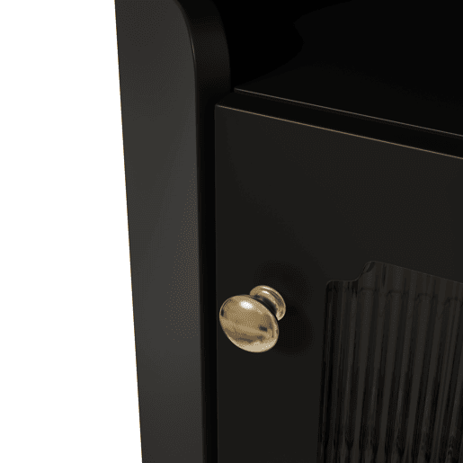 Armário de canto 63,5 x 124 cm - superfície lacada, iluminação LED, controlo por aplicação, design moderno multifuncional - preto Armário de canto 63,5 x 124 cm - superfície lacada, iluminação LED, controlo por aplicação, design moderno multifuncional - preto