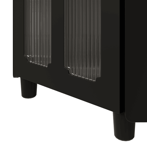 Armário de canto 63,5 x 124 cm - superfície lacada, iluminação LED, controlo por aplicação, design moderno multifuncional - preto Armário de canto 63,5 x 124 cm - superfície lacada, iluminação LED, controlo por aplicação, design moderno multifuncional - preto