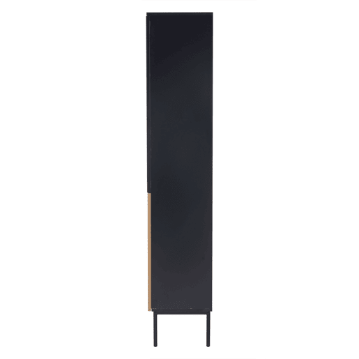 Vitrine com portas de vidro 180 cm - Estante de 5 níveis com luzes LED, para colecionáveis, escritório - PretoCarvalho Vitrine com portas de vidro 180 cm - Estante de 5 níveis com luzes LED, para colecionáveis, escritório - PretoCarvalho