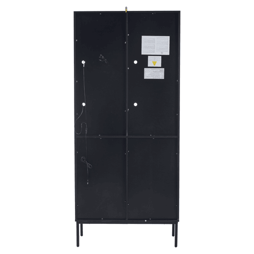 Vitrine com portas de vidro 180 cm - Estante de 5 níveis com luzes LED, para colecionáveis, escritório - PretoCarvalho Vitrine com portas de vidro 180 cm - Estante de 5 níveis com luzes LED, para colecionáveis, escritório - PretoCarvalho