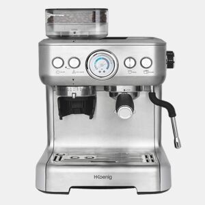 H.KOENIG Cafetera para espresso EXPRO980 con molinillo integrado, 20 Bares, 1620 W, Plata