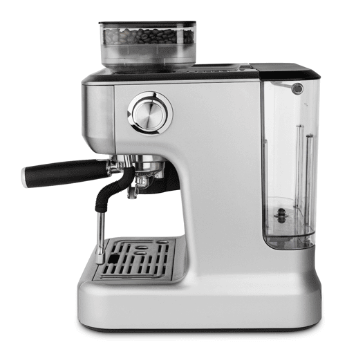 H.KOENIG Cafetera para espresso EXPRO980 con molinillo integrado, 20 Bares, 1620 W, Plata