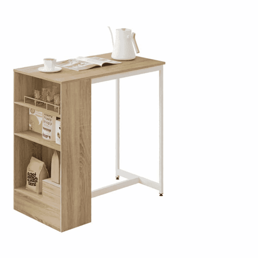 Mesa auxiliar - Design elegante e multifuncional para a cozinha e a sala - Branco e carvalho claro