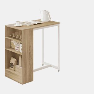 Mesa auxiliar - Design elegante e multifuncional para a cozinha e a sala - Branco e carvalho claro