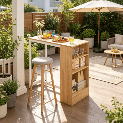Mesa auxiliar - Design elegante e multifuncional para a cozinha e a sala - Branco e carvalho claro
