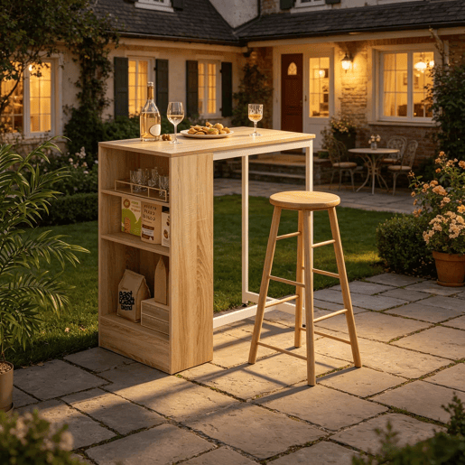 Mesa auxiliar - Design elegante e multifuncional para a cozinha e a sala - Branco e carvalho claro