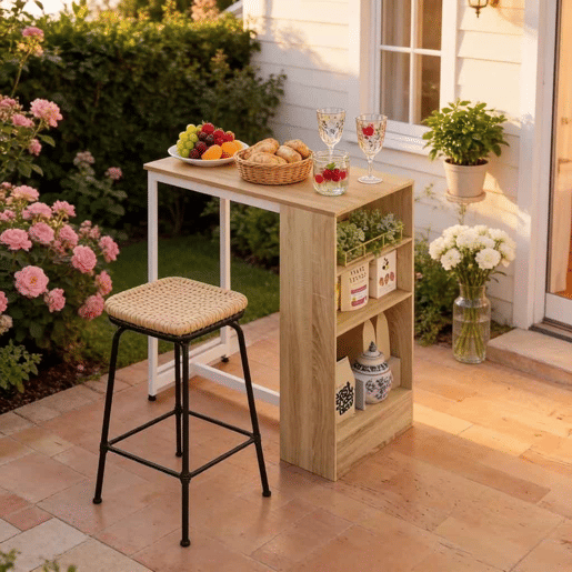Mesa auxiliar - Design elegante e multifuncional para a cozinha e a sala - Branco e carvalho claro
