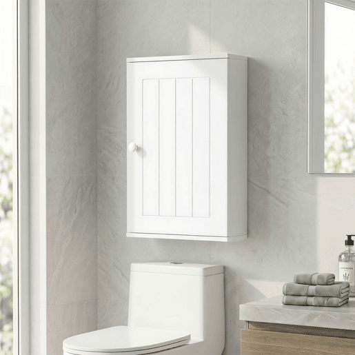 HOMCOM Armário de Parede para Casa de Banho, Armário Suspenso com Porta de Fecho Suave e Prateleira Ajustável, para Cozinha e Lavandaria, 30x14x50 cm, Branco HOMCOM Armário de Parede para Casa de Banho, Armário Suspenso com Porta de Fecho Suave e Prateleira Ajustável, para Cozinha e Lavandaria, 30x14x50 cm, Branco
