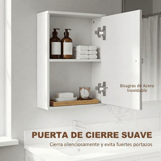 HOMCOM Armário de Parede para Casa de Banho, Armário Suspenso com Porta de Fecho Suave e Prateleira Ajustável, para Cozinha e Lavandaria, 30x14x50 cm, Branco HOMCOM Armário de Parede para Casa de Banho, Armário Suspenso com Porta de Fecho Suave e Prateleira Ajustável, para Cozinha e Lavandaria, 30x14x50 cm, Branco