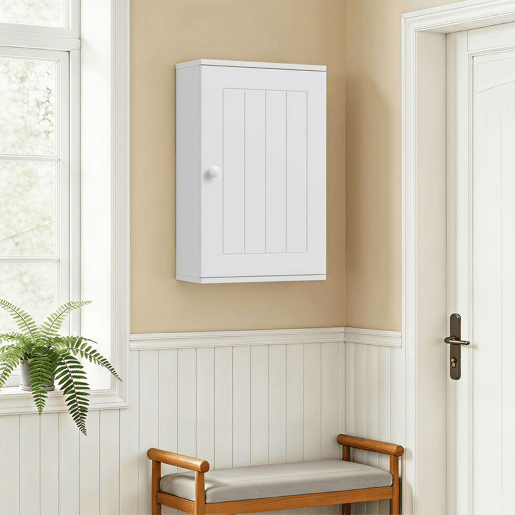 HOMCOM Armário de Parede para Casa de Banho, Armário Suspenso com Porta de Fecho Suave e Prateleira Ajustável, para Cozinha e Lavandaria, 30x14x50 cm, Branco HOMCOM Armário de Parede para Casa de Banho, Armário Suspenso com Porta de Fecho Suave e Prateleira Ajustável, para Cozinha e Lavandaria, 30x14x50 cm, Branco