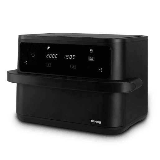 Fritadeira de Ar Dupla FRY960 Hkoenig com Cesto Divisível 10L, 2400W, 8 Programas, Controlo Tátil