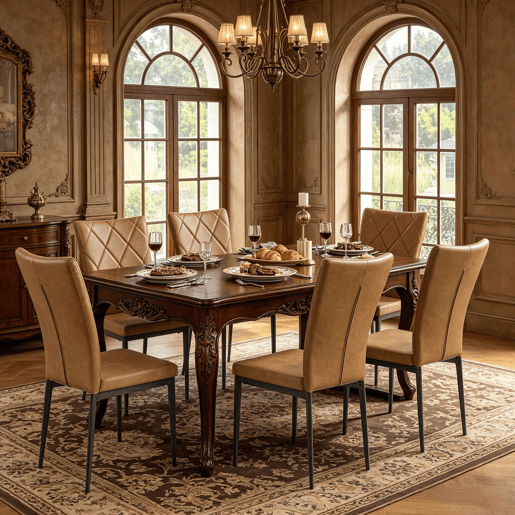 Cadeiras de jantar 40 x 42,5 x 94,5 cm - encosto alto almofadado e elegante - castanho Cadeiras de jantar 40 x 42,5 x 94,5 cm - encosto alto almofadado e elegante - castanho
