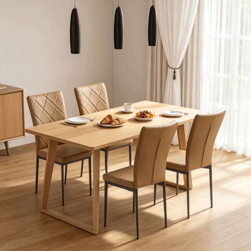 Cadeiras de jantar 40 x 42,5 x 94,5 cm - encosto alto almofadado e elegante - castanho Cadeiras de jantar 40 x 42,5 x 94,5 cm - encosto alto almofadado e elegante - castanho